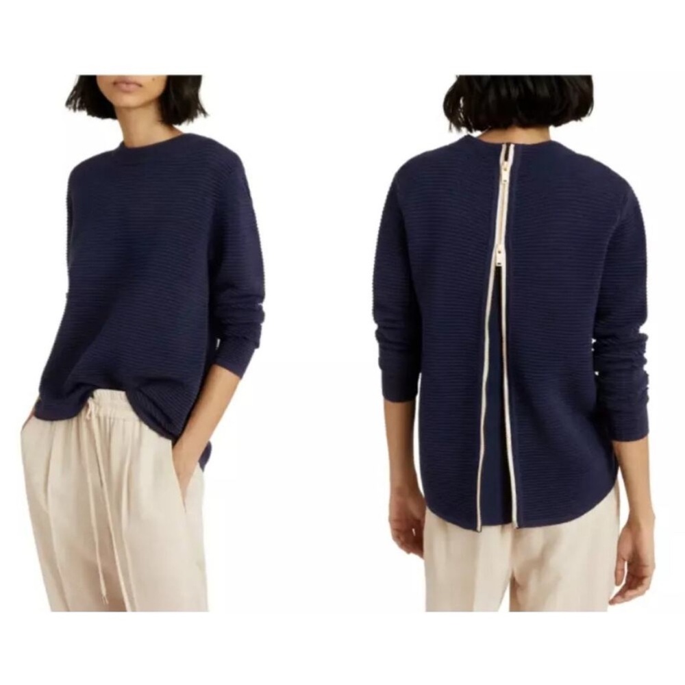REISS navy zipper back sweater